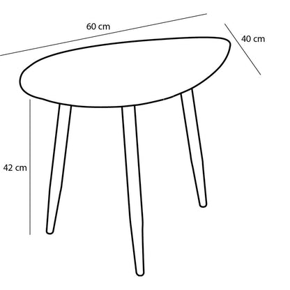 Bijzettafels set 2 zwart metaal L80 B60 H47 cm