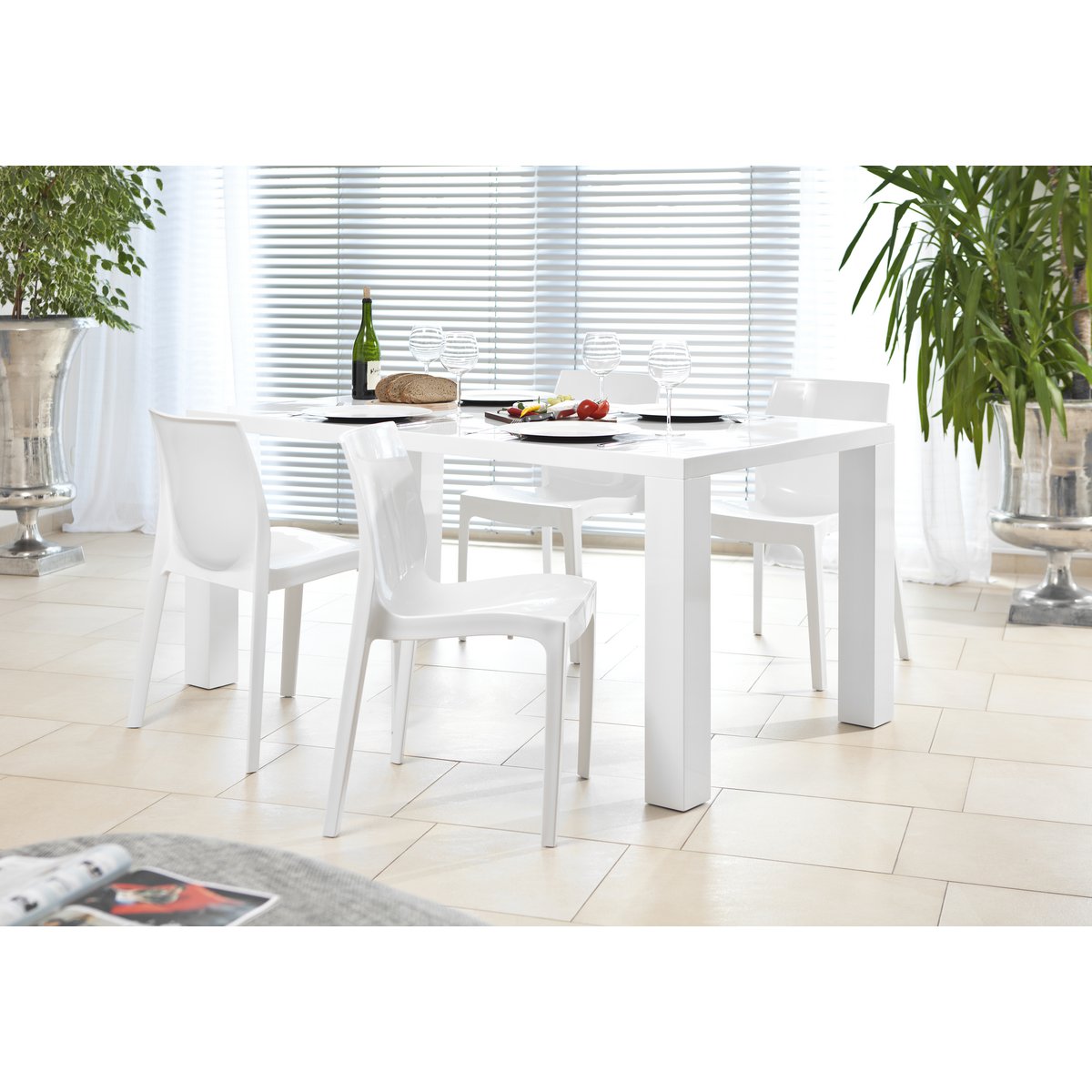 Eettafel 140x90x76 cm wit MDF hoogglans