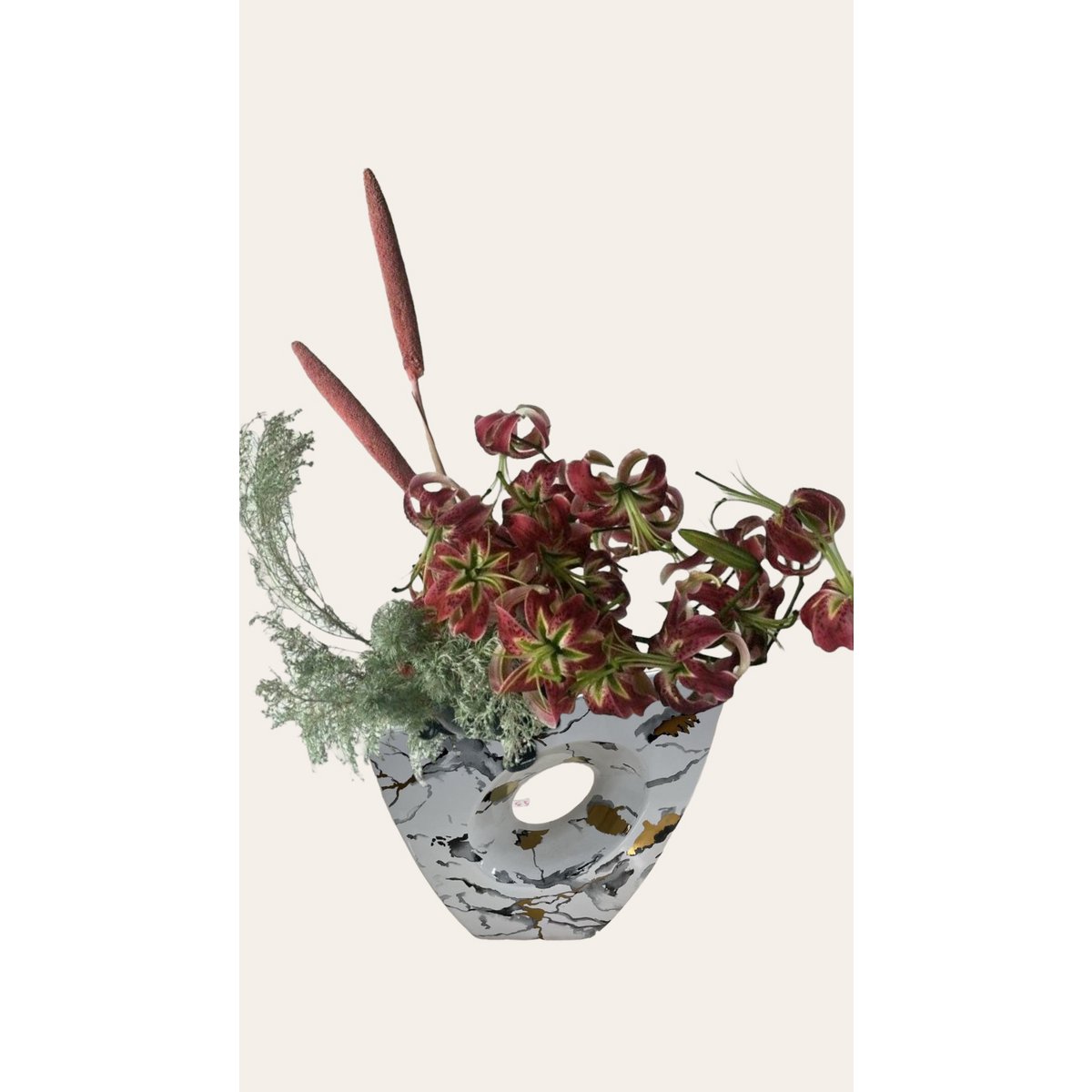 Vaas keramiek 23x19x10 cm goud
