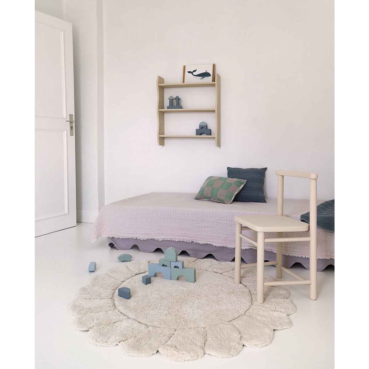 Rond kinderkamertapijt 110 cm katoen ecru