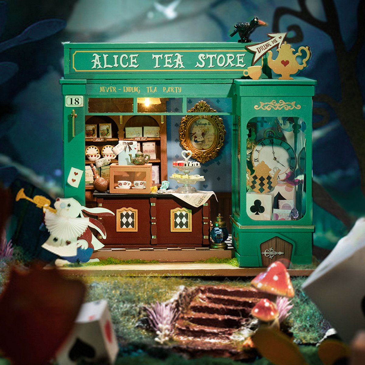 Robotime doe-het-zelf huisje Alice's Tea Store DG156 met LED