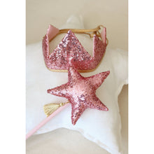 "Roze pailletten" kroon en toverstok magische set