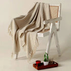 Plaid 130x150 cm katoen beige visgraat