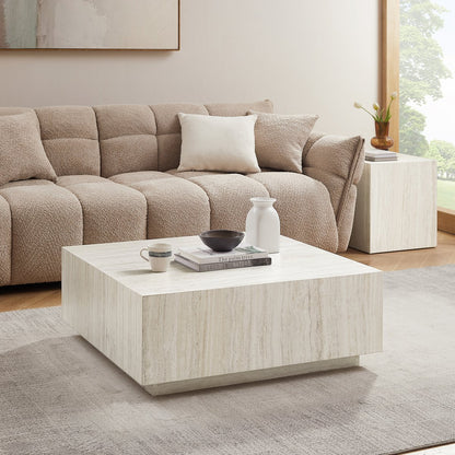 Salontafel travertin 90x90x35 cm beige