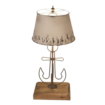 Table lamp Ø 35x79 cm beige brown wood desk lamp