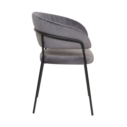 Fauteuil grijs fluweel matzwart metaal 55x50x80 cm