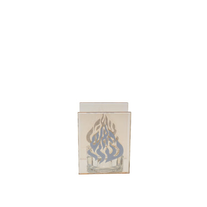 Kandelaar glas wit 7x6.5x9 cm