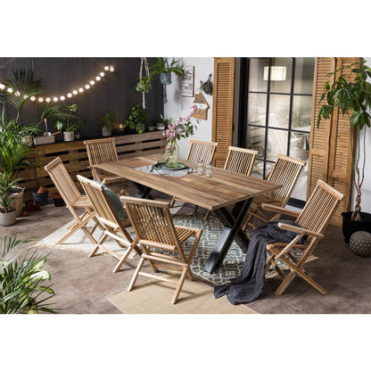 Eettafel 220x100 cm mangohout metaal industrieel