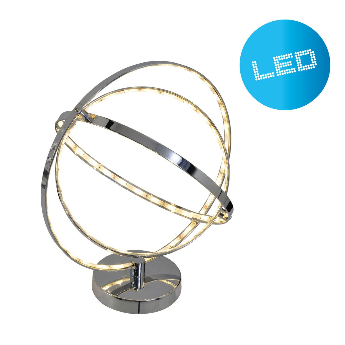 LED Table Lamp 39 cm Chrome-colored Metal Integrated LEDs