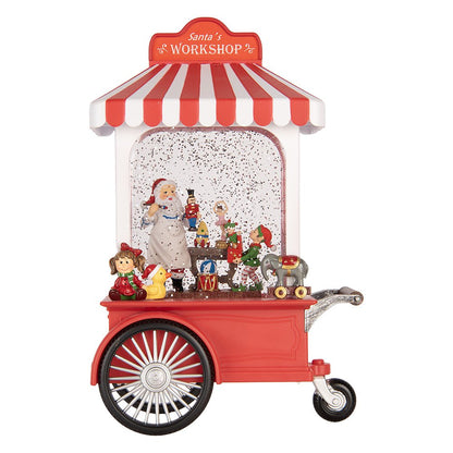 Kerstdecoratie muziekdoos ijskar 17x10x27 cm rood