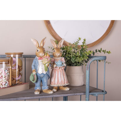 Decoration Figurine Rabbit 26 cm Brown Blue Plastic