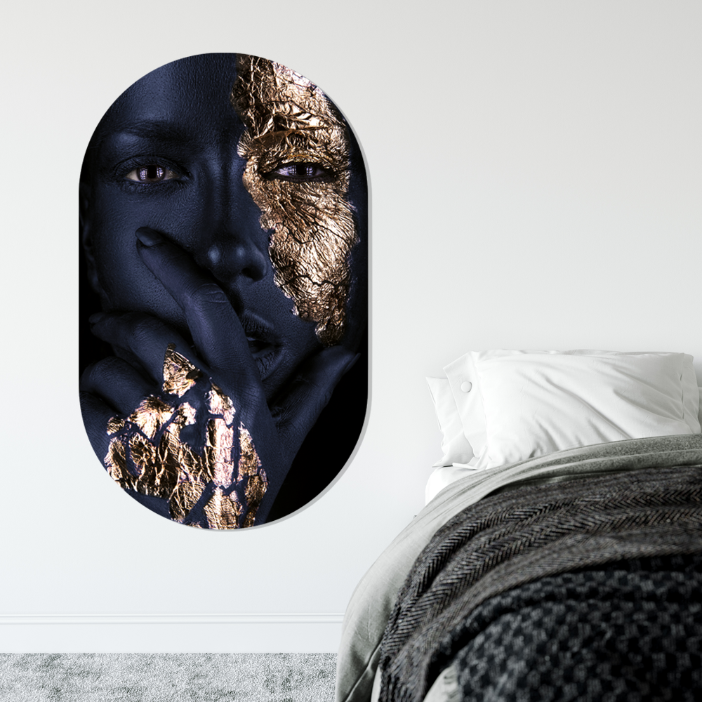 Muurovaal zwart goud 40x25 cm