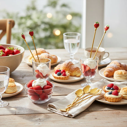 Aardbeienlepels goud set van 6