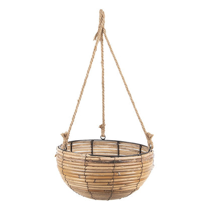 Plant Hanger Set of 3 Brown Rattan Hanging Planter