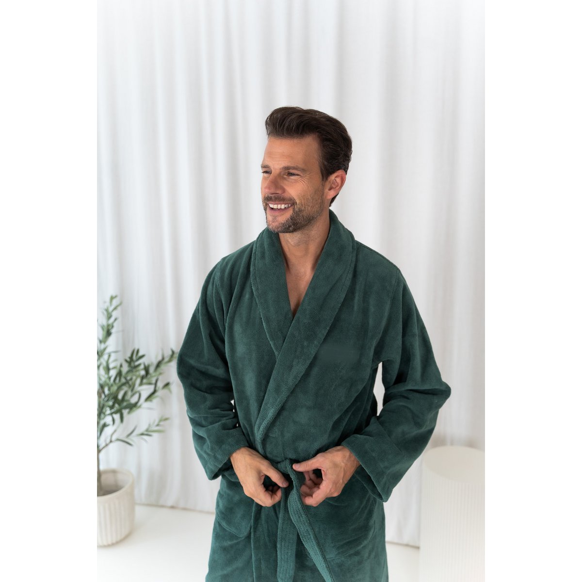Badjas teddy fleece katoen groen