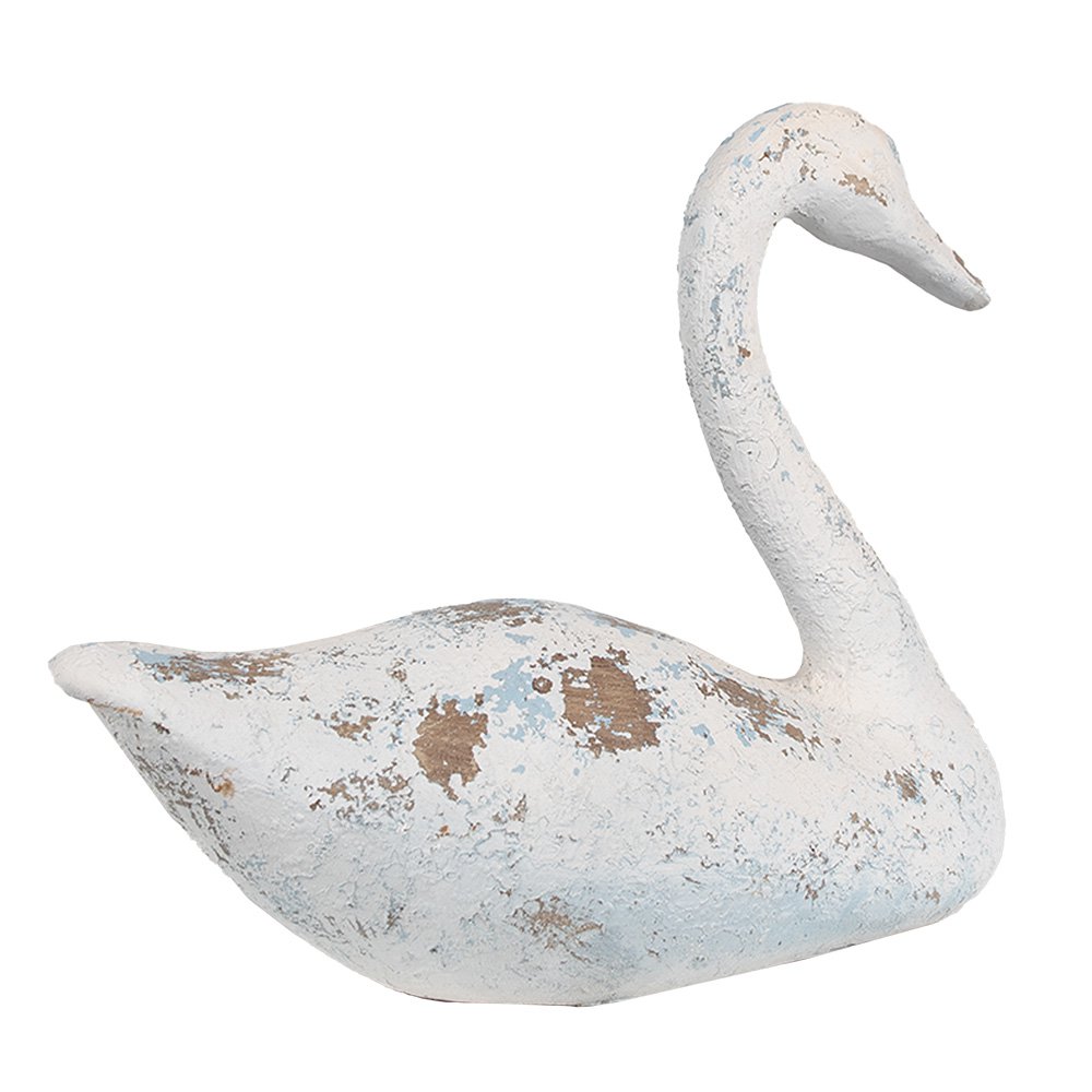 Decoratie Beeld Zwaan 33x16x28 cm Wit Bruin Polyresin