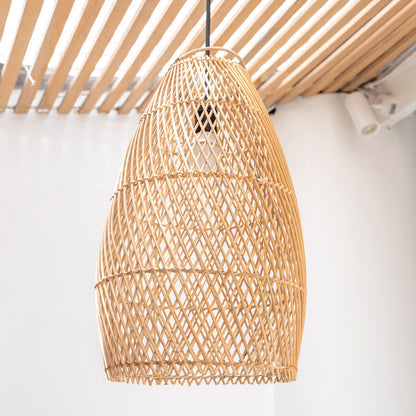 Rotan Plafondlamp Boho Tabung Met Luxe Lantaarnstijl