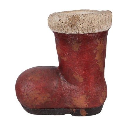 Kerstdecoratie beeld laars 28x18x30 cm rood keramiek