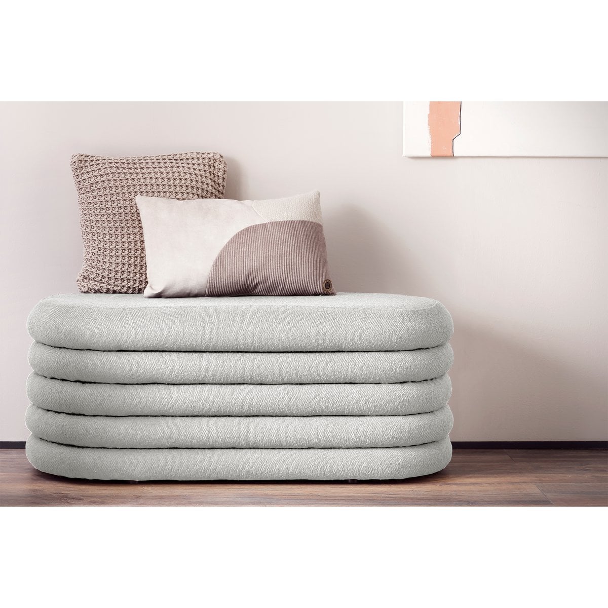 Opbergkruk wit bouclé 108x45x42 cm