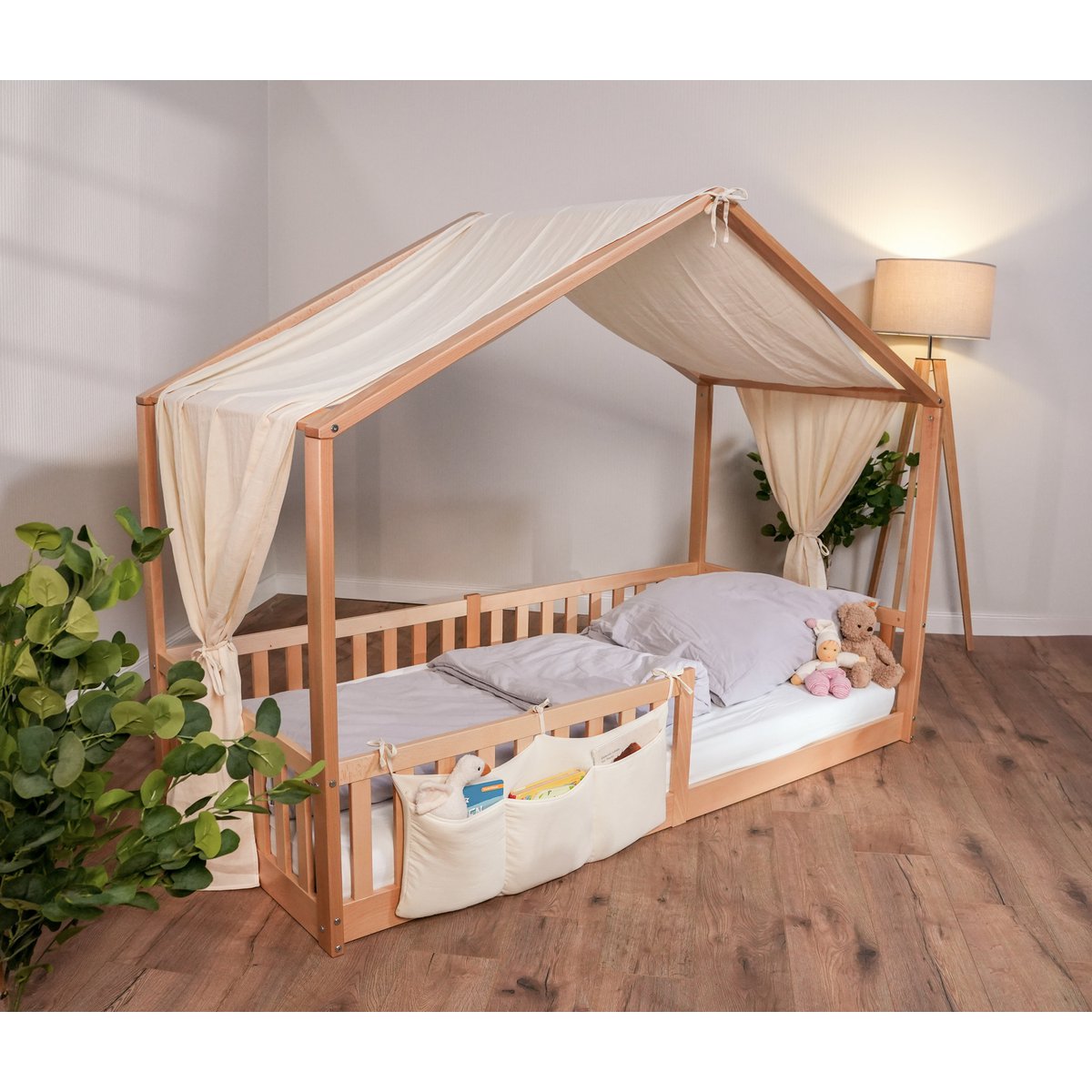 Luifel huisbed 90x200 cm crème katoen