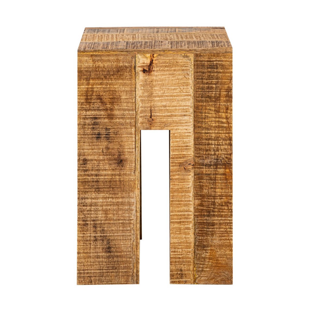 Bijzettafel kruk vierkant 28x45x28 cm massief mangohout