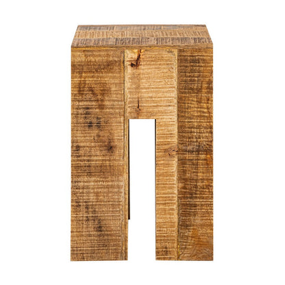 Bijzettafel kruk vierkant 28x45x28 cm massief mangohout