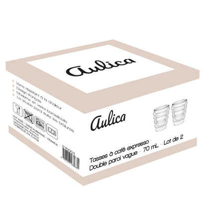 Espresso kopjes 70ml glas dubbelwandig set van 2