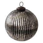 Christmas Bauble Ø 12 cm Black Silver-coloured Glass Christmas Decoration