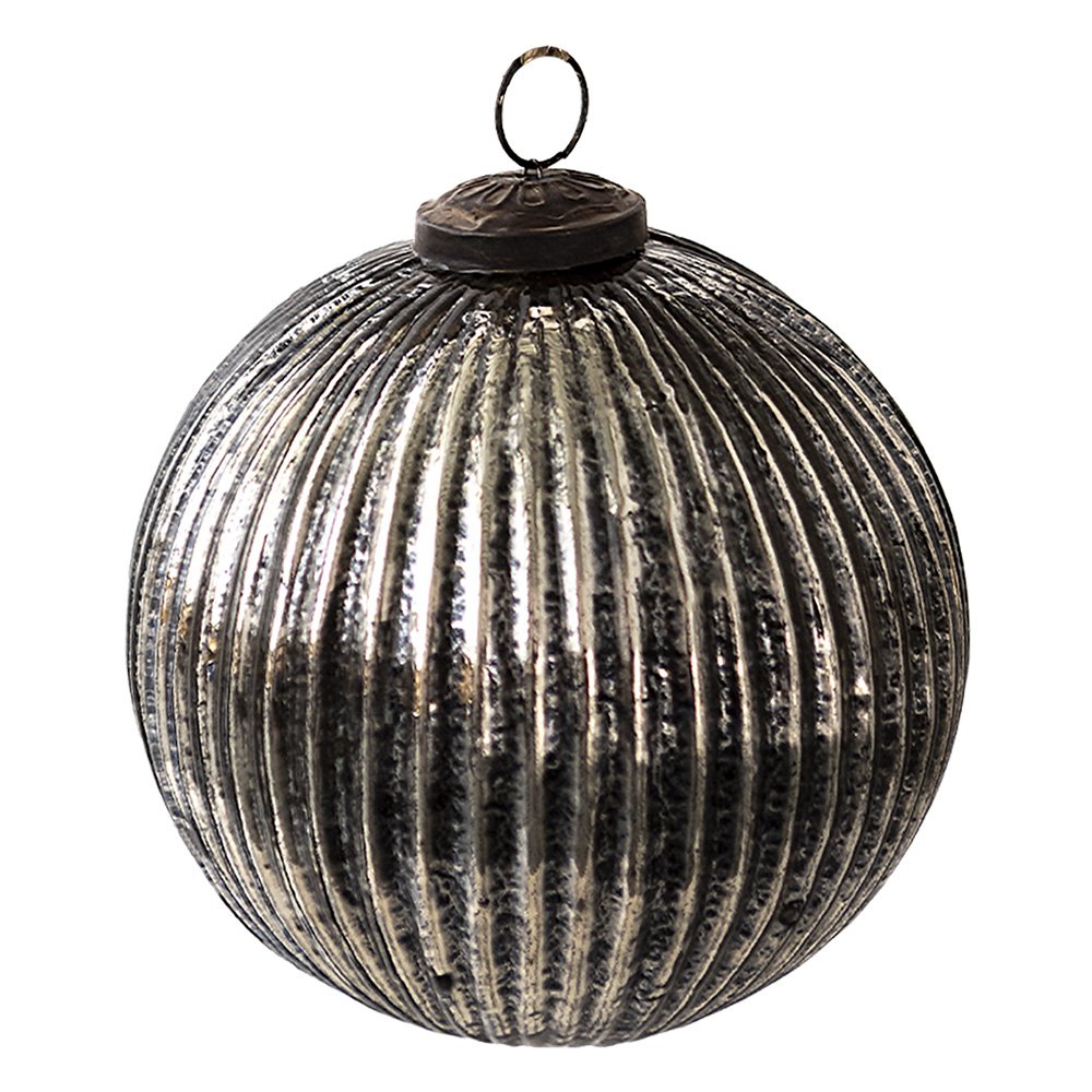 Christmas Bauble Ø 12 cm Black Silver-coloured Glass Christmas Decoration