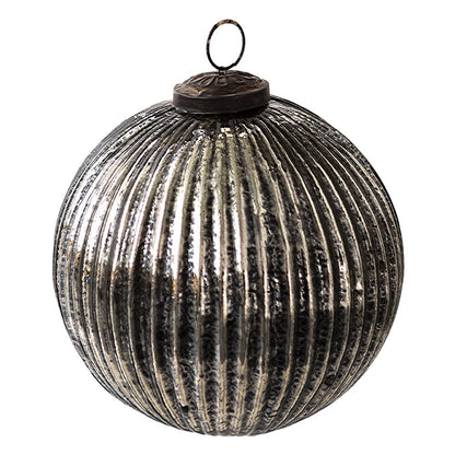 Christmas Bauble Ø 12 cm Black Silver-coloured Glass Christmas Decoration