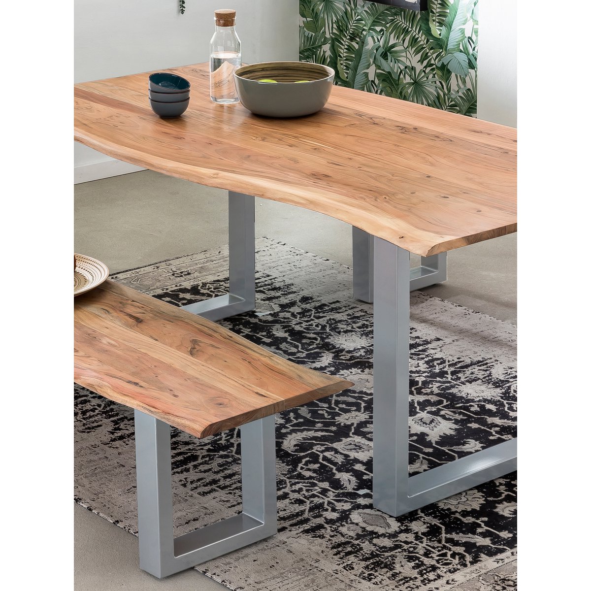 Table 200x100 cm, natural acacia, 56 mm