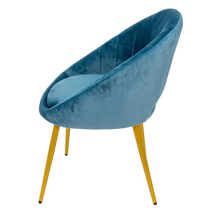 Eetkamerstoel 65x58x85 cm blauw metaal goud fluweel