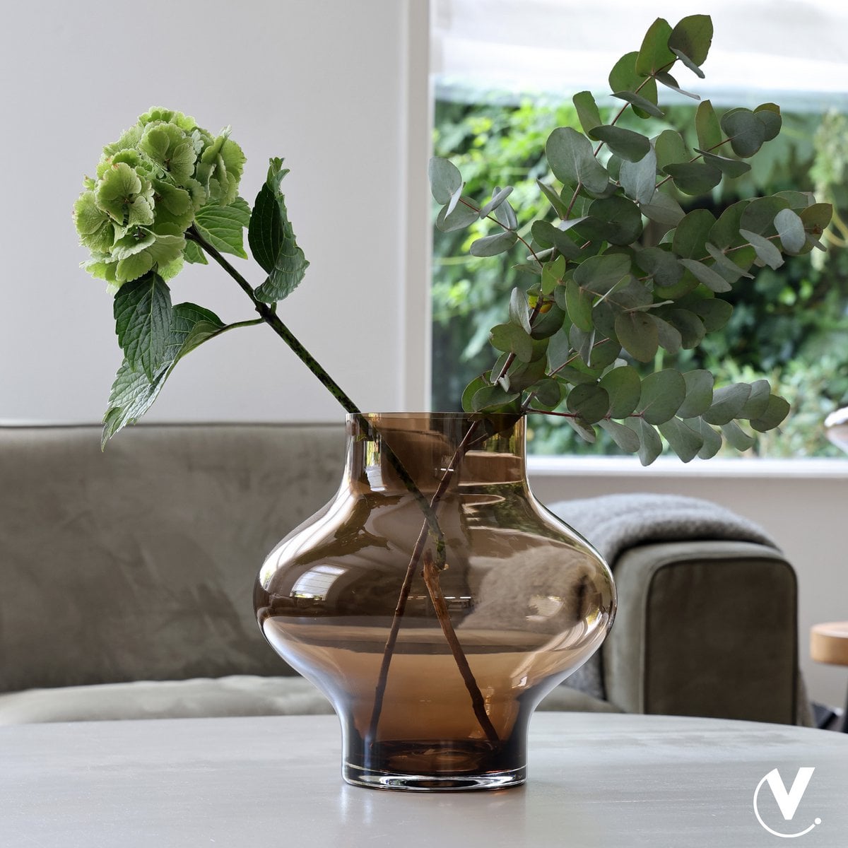 Vaas Ruvuma taupe glas Ø28 cm