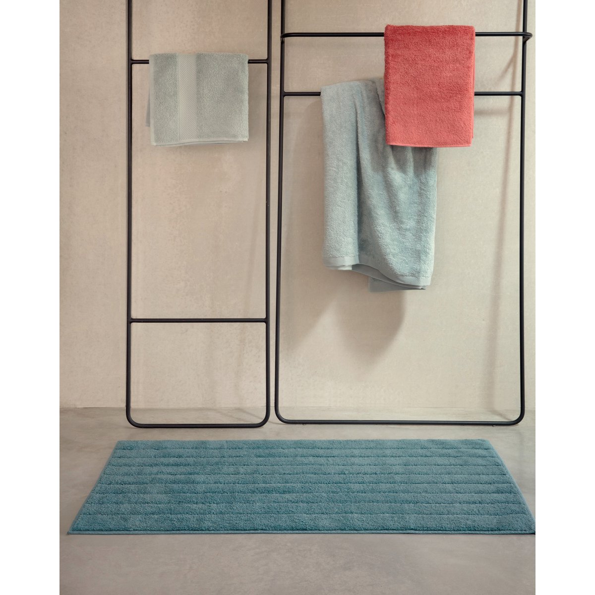 Badmat 50x60 cm katoen blauw antislip