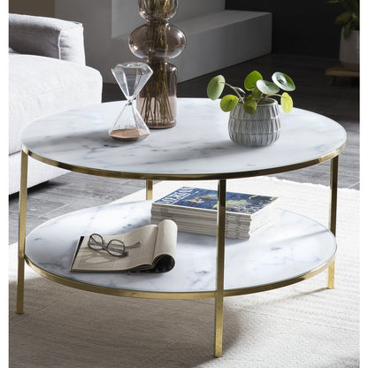 Coffee table with 2 shelves Ø 80 cm