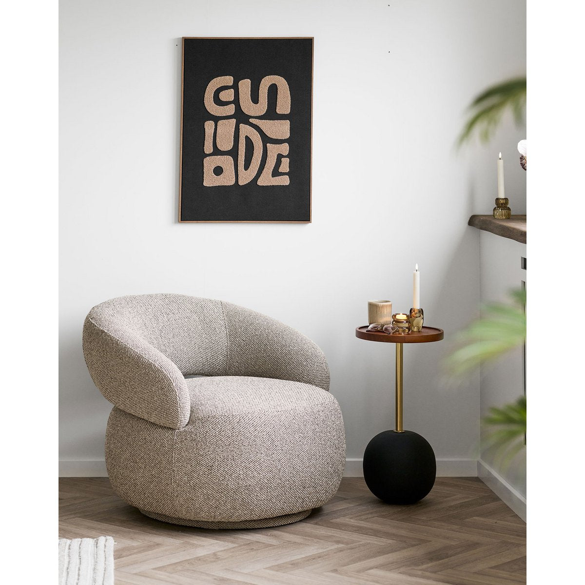 Tine Tufted wanddecoratie, beige/zwart, 50x70 cm