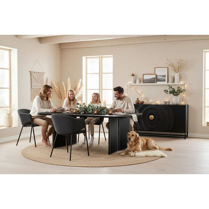Eettafel 180x90x76 cm massief mangohout zwart