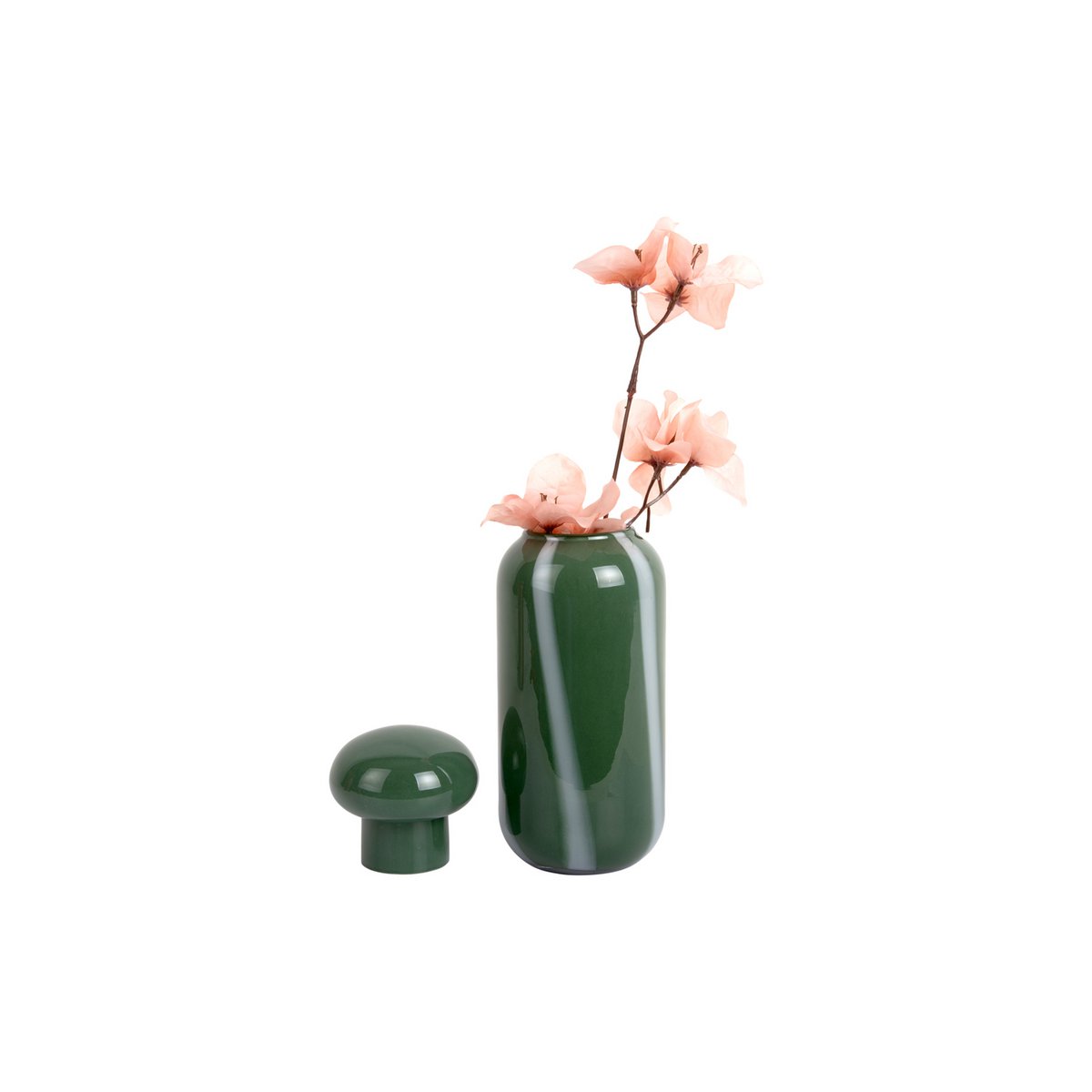 Vaas glas groen wit streep 10x25 cm