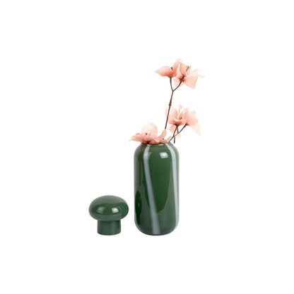 Vaas glas groen wit streep 10x25 cm