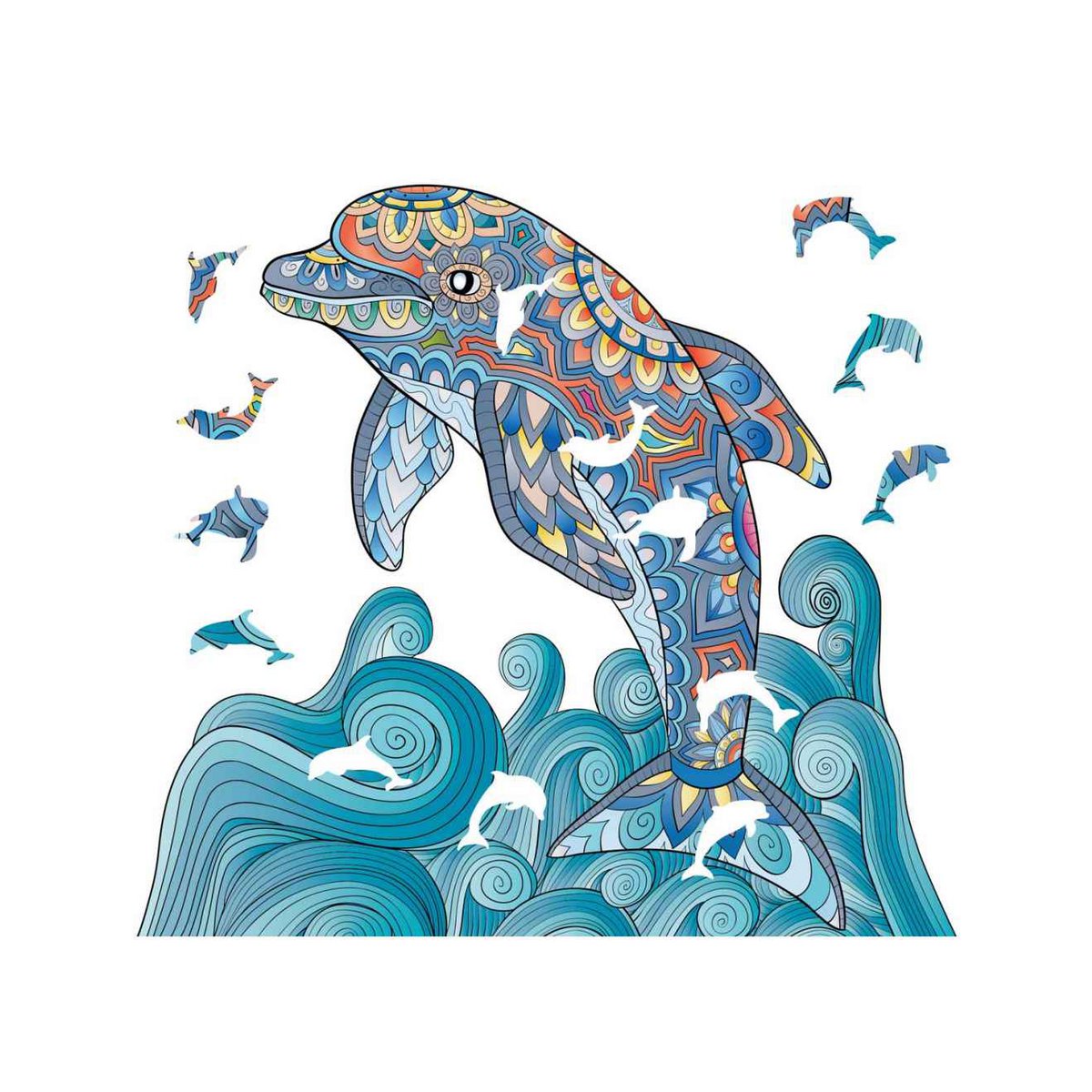Logica Giochi Wooden Mandala Puzzle Dolphin, 28.4x26 cm