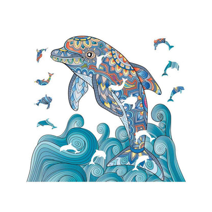Logica Giochi Wooden Mandala Puzzle Dolphin, 28.4x26 cm