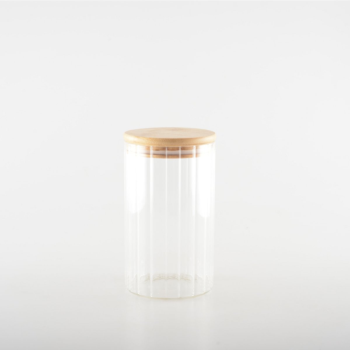 Opbergpot glas hout 9x9x15 cm