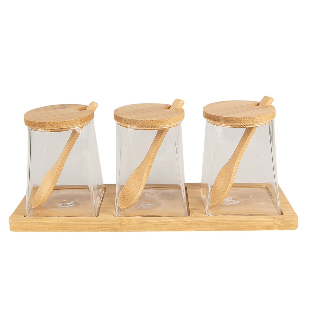 Voorraadpot set 3 stuks 7x7x10 cm glas transparant
