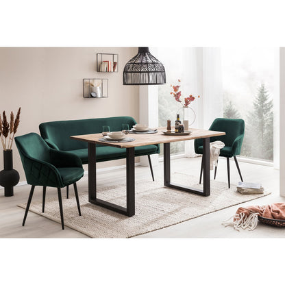 Eettafel 220x110 cm massief acaciahout met 6 stoelen