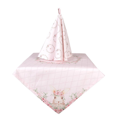 Tafelkleed 100x100 cm Roze Katoen Konijn