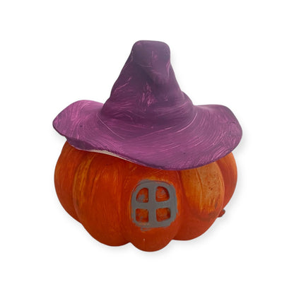 Nieuw binnen! Spookachtig pompoenhuis met kaars