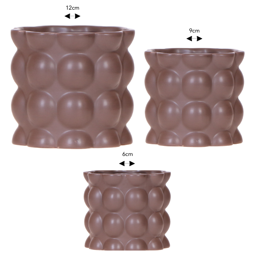Sierpotten set bruin 6 9 12 cm cotton-bubble