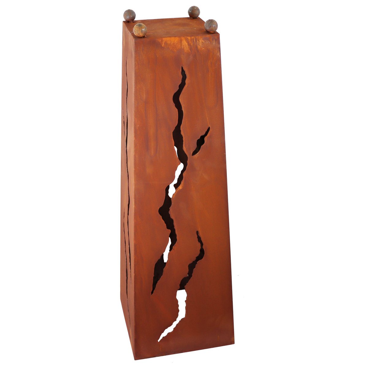 Roest decoratie plantenzuil 1 m met schelpen