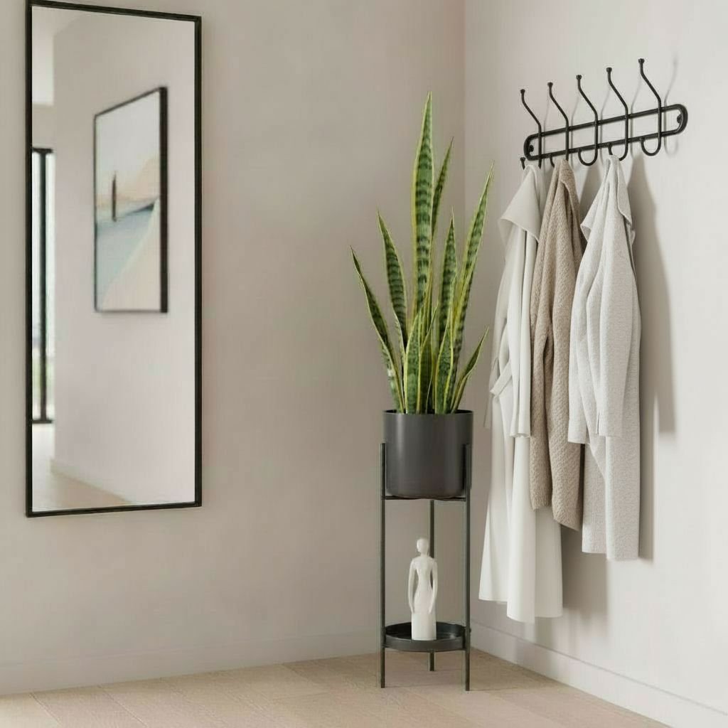 Bloempot standaard 19x60 cm ijzer zwart