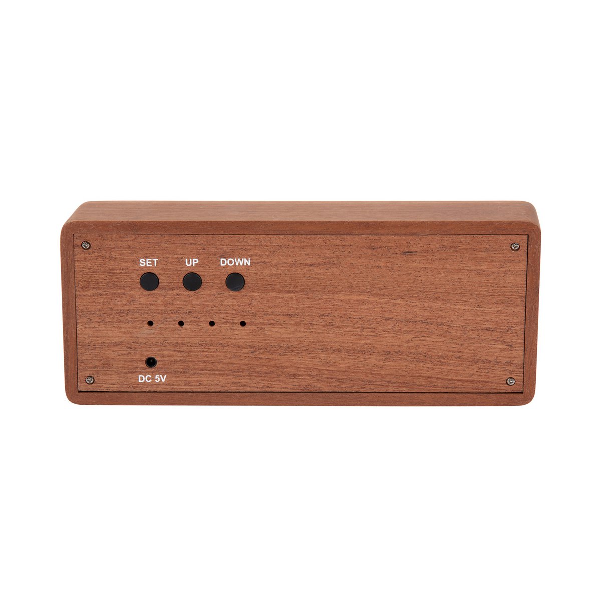 Wekker massief hout gegraveerd